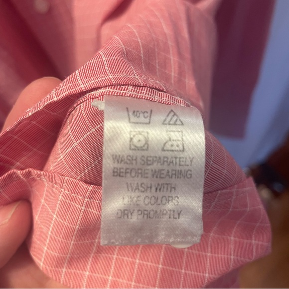 U.S. Polo Assn. Mens Size 18/18.5 XXL Pink Checkered Button-Down Long Sleeve - Picture 8 of 12